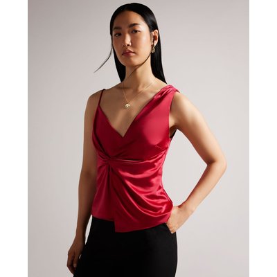 Ted Baker Asymmetric Twist Front Cami in Deep-Pink ANGELYA, Women's Clothing