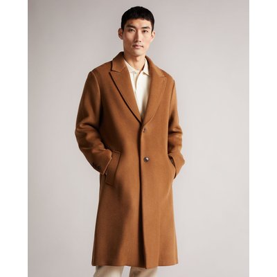 Ted Baker Men's Peaked Lapel Coat in Brown, Blubird, Wool