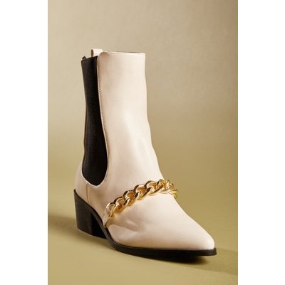 Metallic Chain Detail Ankle Boots