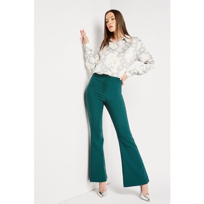 High Waist Flared Leg Smart Trousers