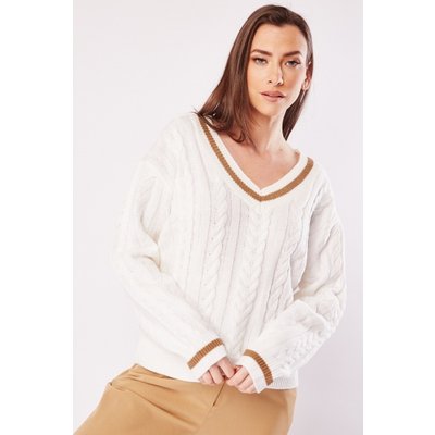 V-Neck Cable Knit Pattern Jumper