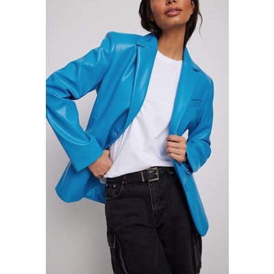 NA-KD Trend Oversized PU Blazer - Blue