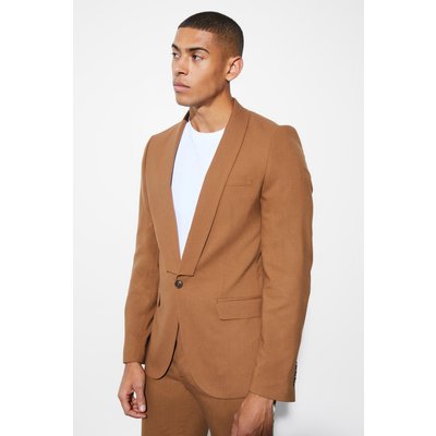 Men's Single Breasted Shawl Slim Suit Jacket - Brown - 40, Brown