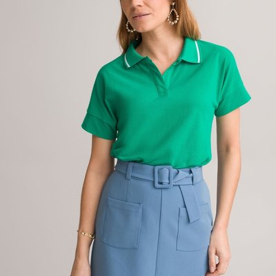 Cotton Pique Polo Shirt with Short Sleeves