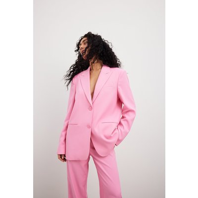 NA-KD Classic Oversized Sharp Lapel Blazer - Pink