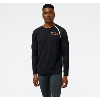 New Balance Homme Accelerate Pacer Long Sleeve en Noir/Noir, Poly Knit, Taille 2XL