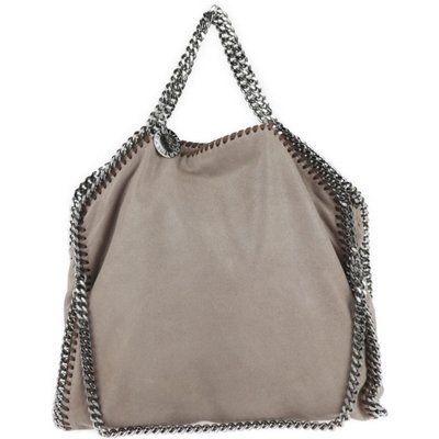 Stella McCartney Falabella Shoulder Bag 234387 W9132 Faux Leather Greige Shaggy Deer Fold Chain Tote, Grayish