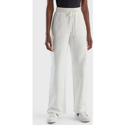 Benetton, High-waisted Sweatpants, size L, Creamy White, Women