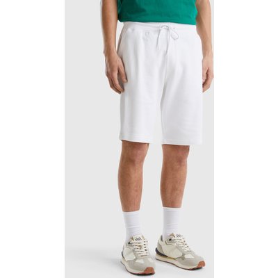 Benetton, 100% Cotton Sweat Bermudas, size XL, White, Men