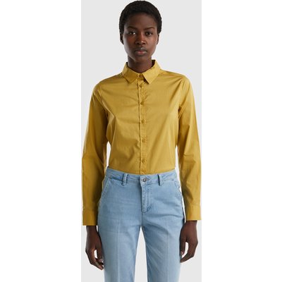 Benetton, Shirt In Lightweight Cotton, size L, Mustard, Women