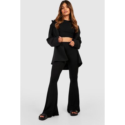 Womens Jersey High Waisted Flared Trousers - Black - 14, Black