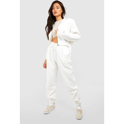 Womens Woven Label Zip Through Hoodie Tracksuit - Cream - Xl, Cream