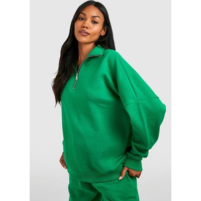 Womens Maternity Half Zip Sweatshirt - Green - 14, Green