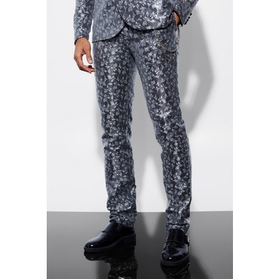 Mens Metallics Straight Leg Jacquard Chain Suit Trousers, Metallics