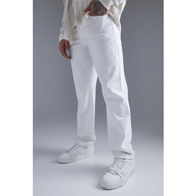 Mens White Relaxed Rigid Jean, White