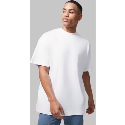 Mens White Man Active Gym Oversized Side Split T-Shirt, White