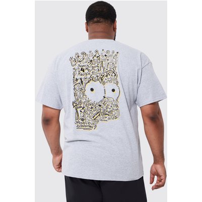 Mens Grey Plus Simpsons License T-shirt, Grey