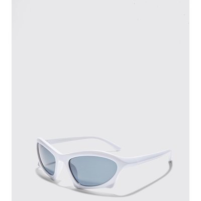 Mens White Angled Racer Sunglasses, White