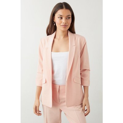 Womens Petite Ruched Sleeve Blazer