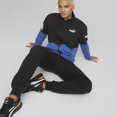 Colour Block Tracksuit in Cotton Mix with Zip Fastening