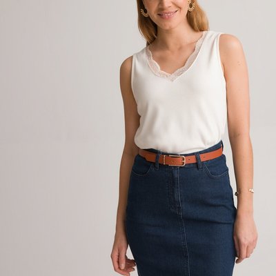 Cotton Vest Top with V-Neck