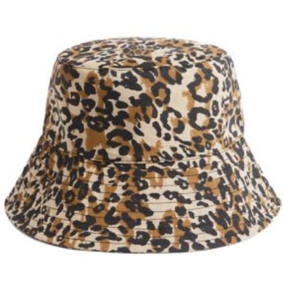 M&S Womens Pure Cotton Animal Print Bucket Hat - M-L - Brown Mix, Brown Mix,Blue Mix,Black Mix