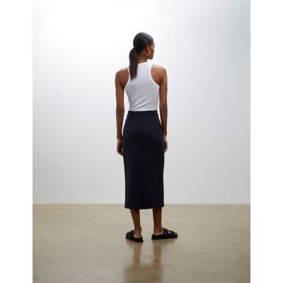 Finery London Womens Split Back Midi Pencil Skirt - 8 - Navy, Navy