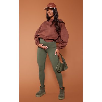 Maternity Moss Khaki Snatched Rib Leggings