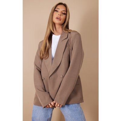 Mushroom Double Breasted Oversized Boxy Fit Blazer