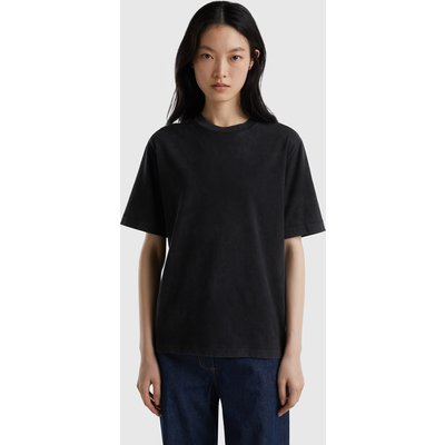 Benetton, Short Sleeve T-shirt, size S, Black, Women