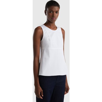 Benetton, Light Sleeveless Blouse, size L, White, Women