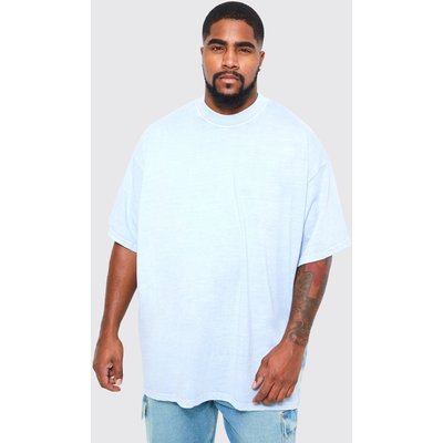 Men's Plus Oversized Heavyweight Washed T-Shirt - Blue - Xxxl, Blue