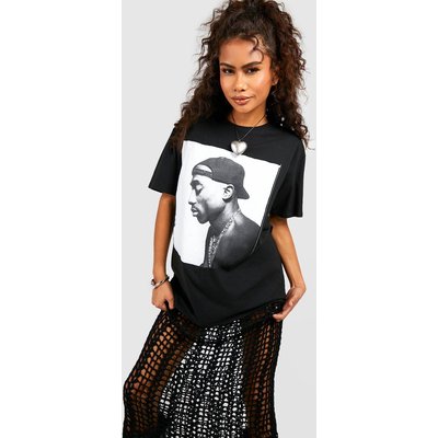 Womens Tupac Printed Oversized Band T-Shirt - Black - M, Black