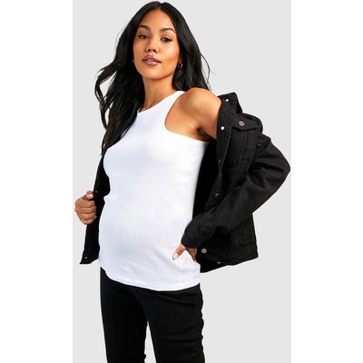 Womens Maternity Rib Square Neck Vest - White - 8, White