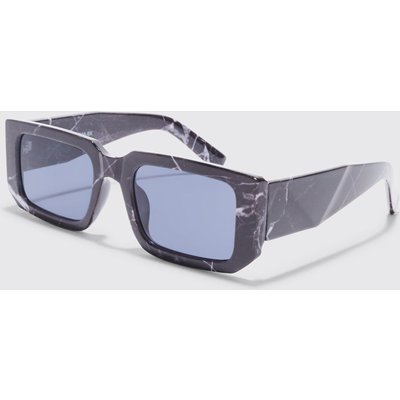 Mens Black Chunky Rectangle Lens Sunglasses, Black