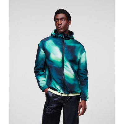 Karl Lagerfeld, Reversible Wavy Hooded Jacket, Man, Green, Size: 46