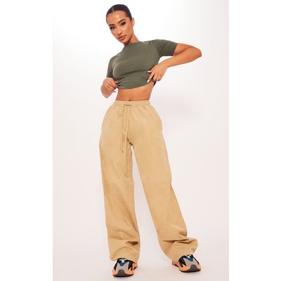 Petite Stone Peach Skin Wide Leg Cargo Pants