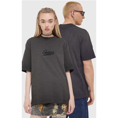 Guess Originals t-shirt bawełniany kolor brązowy z aplikacją