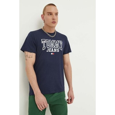 Tommy Jeans t-shirt bawełniany kolor granatowy z nadrukiem