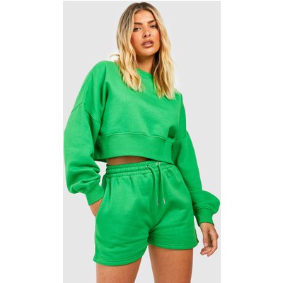 Womens Sweat Jogger Short - Green - S, Green