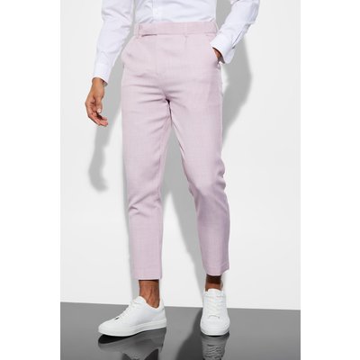 Womens Slim Crop Plain Suit Trousers - Pink - 36R, Pink