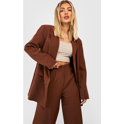 Womens Double Breasted Relaxed Fit Tailored Blazer - Brown - 16, Brown