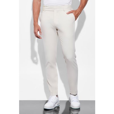 Mens Cream Slim Turn Up Hem Tailored Trouser, Cream