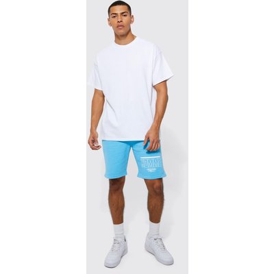 Mens White Oversized Overdyed Homme T-shirt Set, White