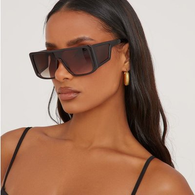 Square Shaped Side Detail Sunglasses In Brown, Women's Size UK One Size