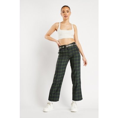 Straight Cut Checkered Trousers