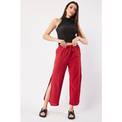 Side Slit Textured Trousers