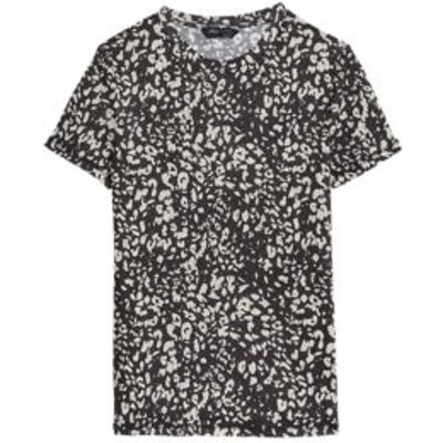 M&S Womens Printed Mesh Short Sleeve Top - 8 - Black Mix, Black Mix