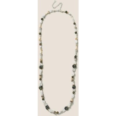 M&S Womens Semi-Precious Beaded Long Necklace - Green, Green