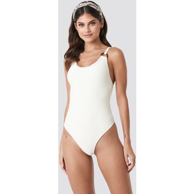 NA-KD Swimwear Ribbed O-ring Swimsuit - White